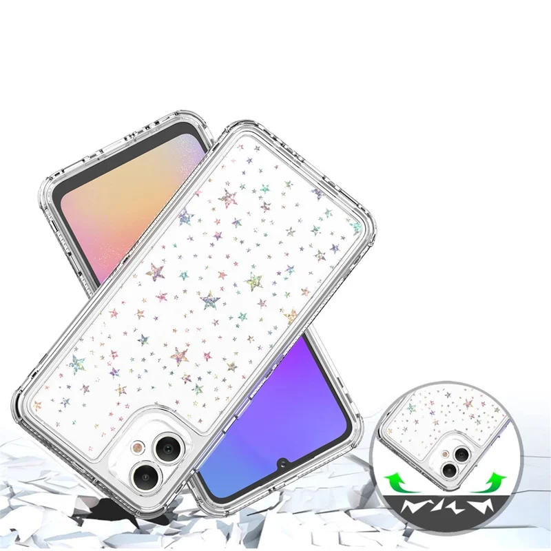 Funda para Samsung Galaxy A05 4G Cortes precisos Cubierta de teléfono clara de Acrilico TPU con película impresa por láser - Estrellas
