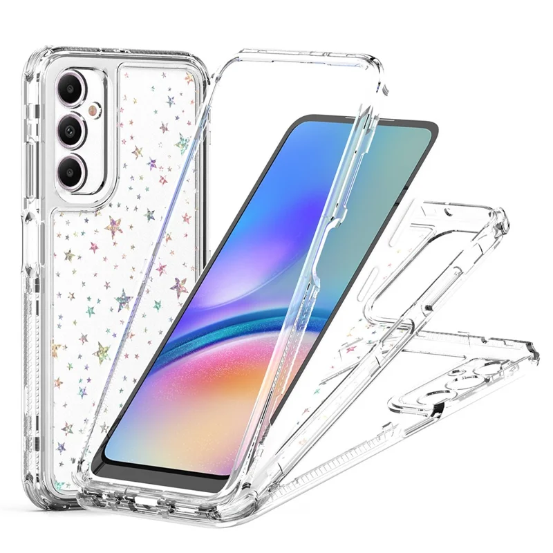 For Samsung Galaxy A05s 4G Case Precise Cutouts Acrylic TPU Clear Phone Cover with Laser-printed Film - Stars