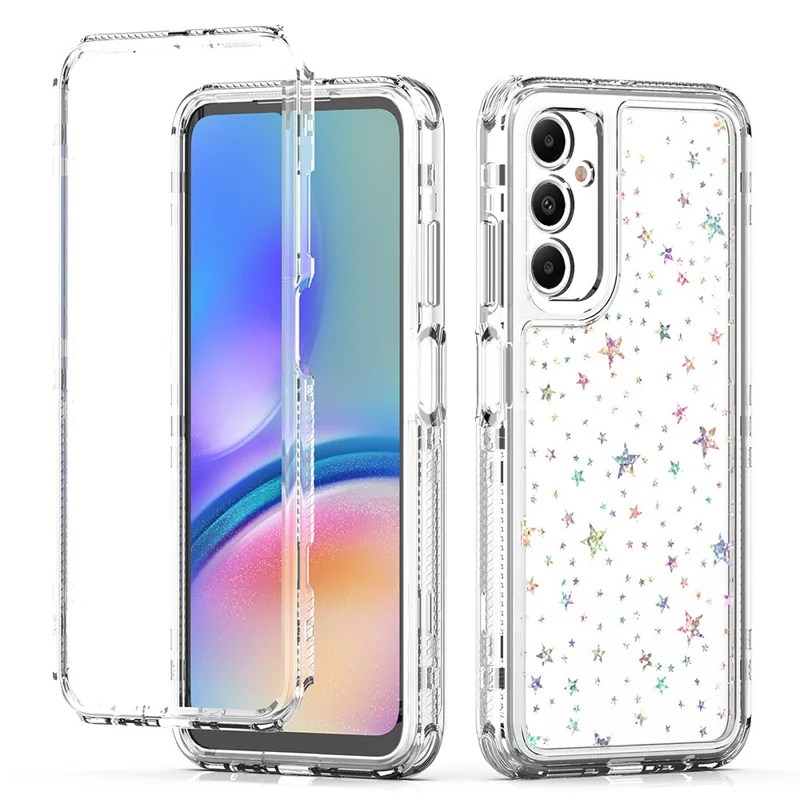 For Samsung Galaxy A05s 4G Case Precise Cutouts Acrylic TPU Clear Phone Cover with Laser-printed Film - Stars