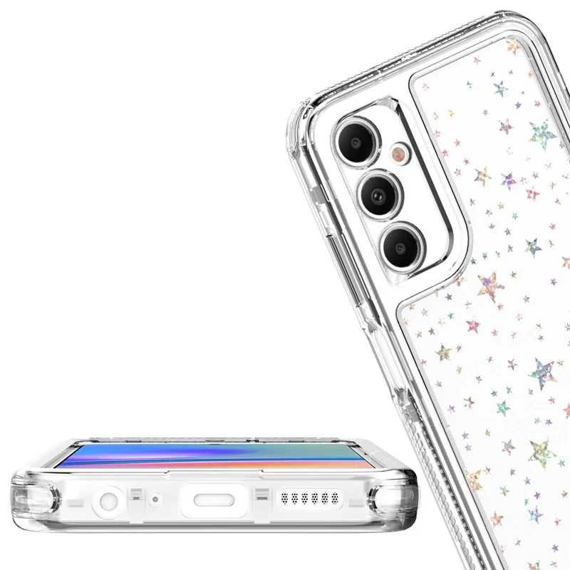 For Samsung Galaxy A05s 4G Case Precise Cutouts Acrylic TPU Clear Phone Cover with Laser-printed Film - Stars