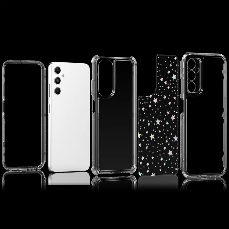 For Samsung Galaxy A05s 4G Case Precise Cutouts Acrylic TPU Clear Phone Cover with Laser-printed Film - Stars