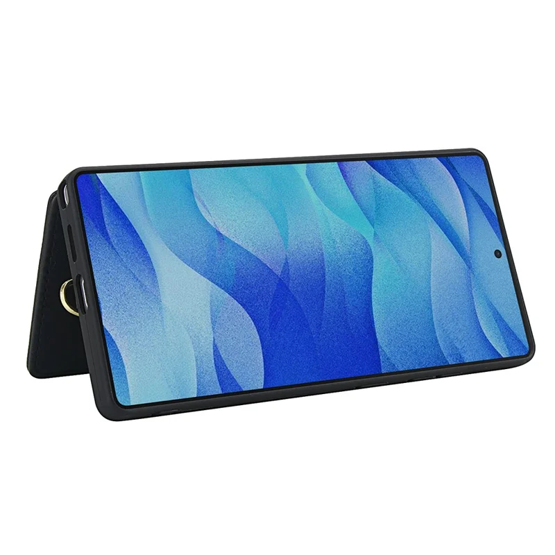 Für Samsung Galaxy S24 Ultra Hülle Bestickte Tulpen PU-Leder Kartenfach Rückseite mit Schulterriemen / Handgelenkband - Schwarz