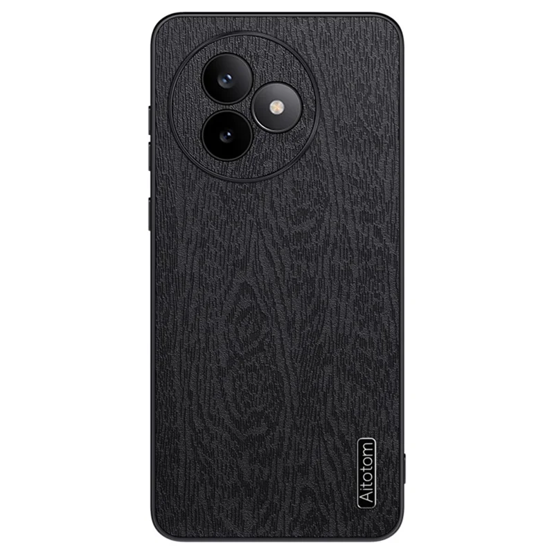 For Xiaomi Redmi K80 Ultra 5G Case Wood Texture PU Leather Coated PC TPU Phone Cover - Black