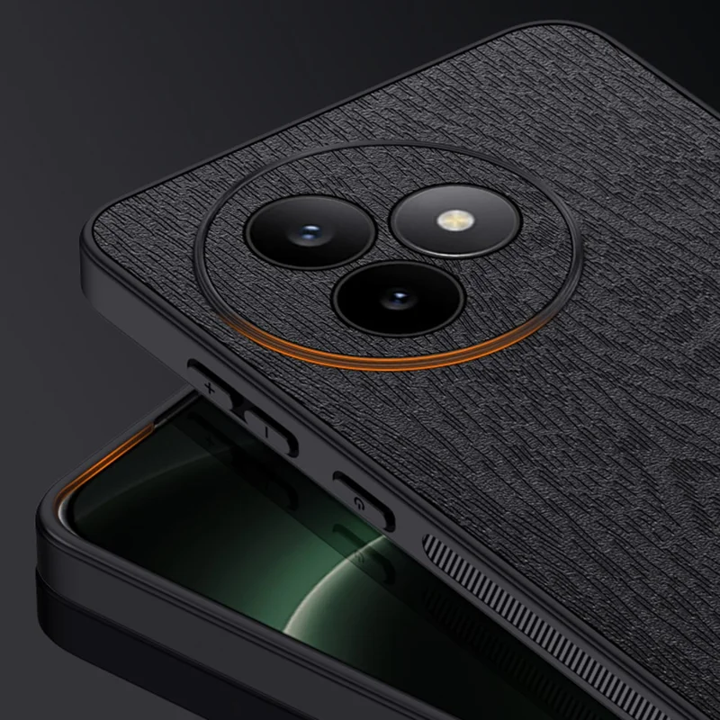 For Xiaomi Redmi K80 Ultra 5G Case Wood Texture PU Leather Coated PC TPU Phone Cover - Black
