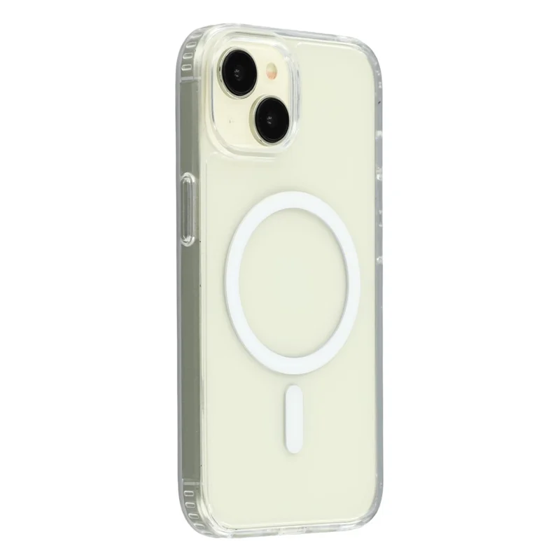 For iPhone 14 Plus Magnetic Case 1.5mm Thickness TPU + PC Clear Phone Back Cover