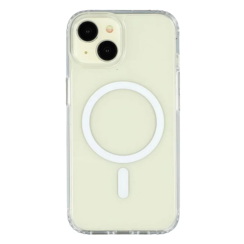 For iPhone 14 Plus Magnetic Case 1.5mm Thickness TPU + PC Clear Phone Back Cover