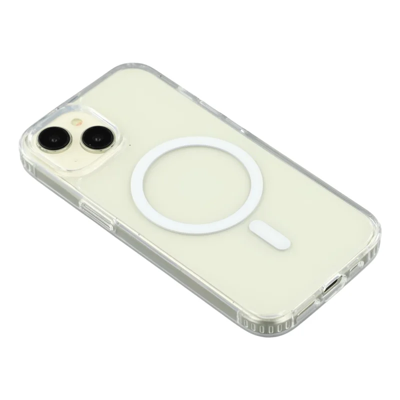 For iPhone 14 Plus Magnetic Case 1.5mm Thickness TPU + PC Clear Phone Back Cover