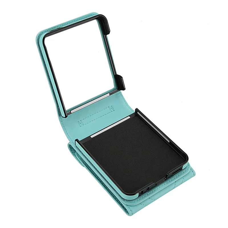 For Samsung Galaxy Z Flip7 5G Case RFID Blocking PU Leather + TPU Phone Cover with Shoulder Strap - Mint Green