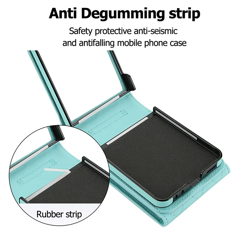 For Samsung Galaxy Z Flip7 5G Case RFID Blocking PU Leather + TPU Phone Cover with Shoulder Strap - Mint Green