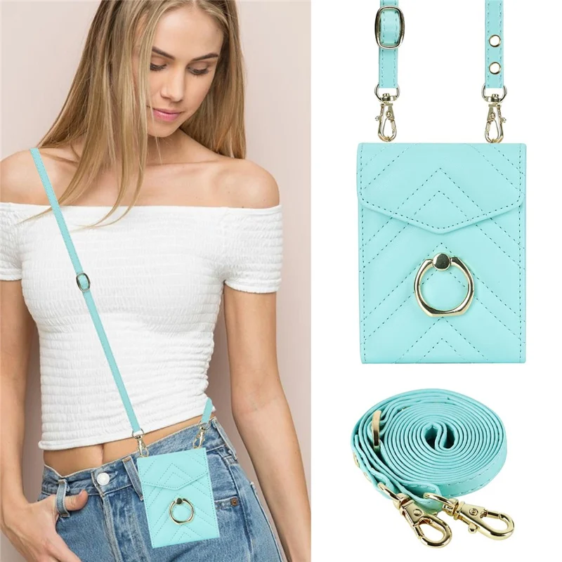 For Samsung Galaxy Z Flip7 5G Case RFID Blocking PU Leather + TPU Phone Cover with Shoulder Strap - Mint Green