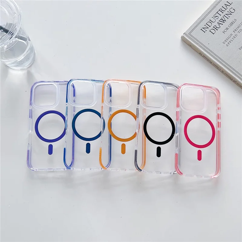 For iPhone 16 Pro Case Compatible with MagSafe Clear TPU Acrylic Phone Back Cover - Black