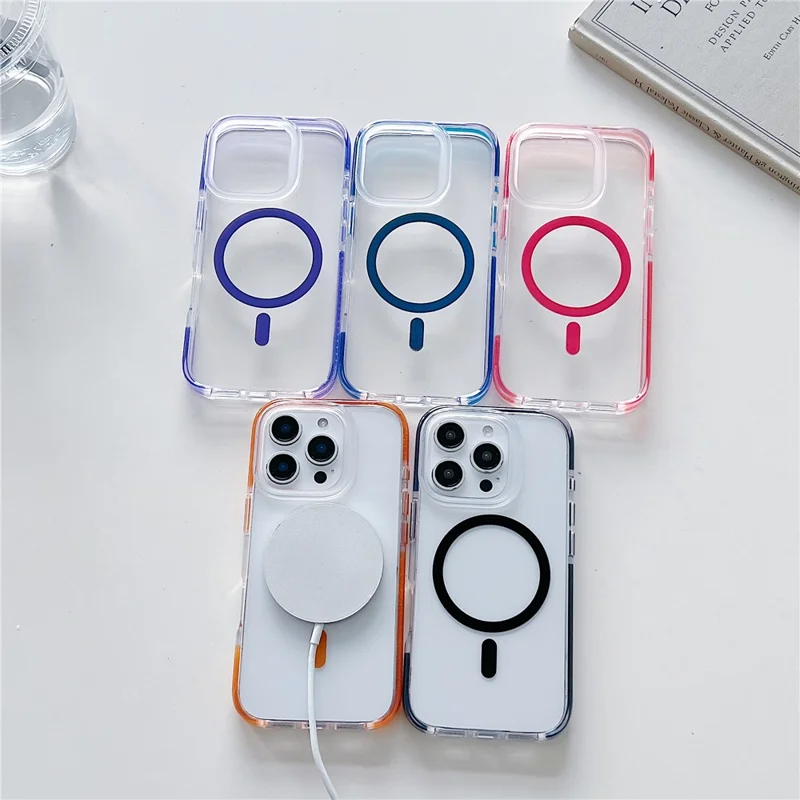 For iPhone 16 Pro Case Compatible with MagSafe Clear TPU Acrylic Phone Back Cover - Black