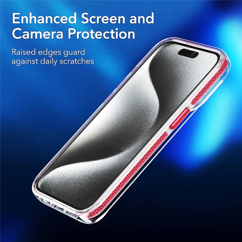 For iPhone 15 Pro Case Compatible with MagSafe Clear TPU Acrylic Phone Back Cover - Red