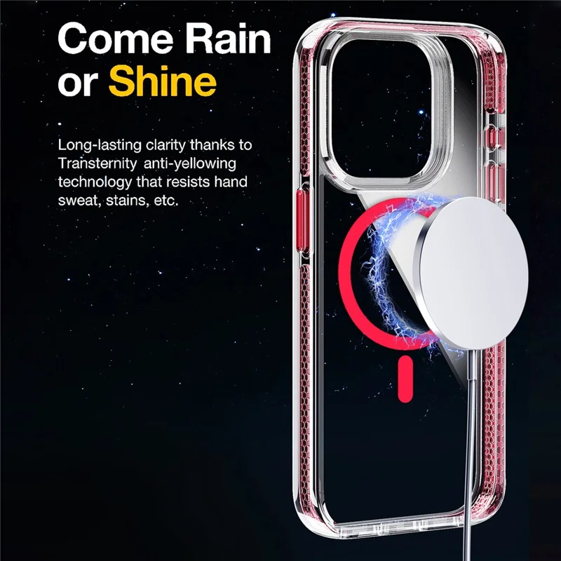 For iPhone 15 Pro Case Compatible with MagSafe Clear TPU Acrylic Phone Back Cover - Red