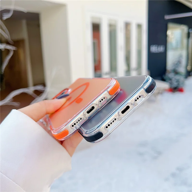 For iPhone 16 Pro Max Case Compatible with MagSafe Color Changing TPU Acrylic Phone Back Cover - White