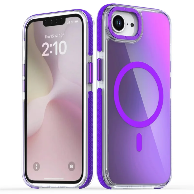 For iPhone 17e / 16e Case Compatible with MagSafe Cute Fluorescent Design TPU Acrylic Phone Back Cover - Purple