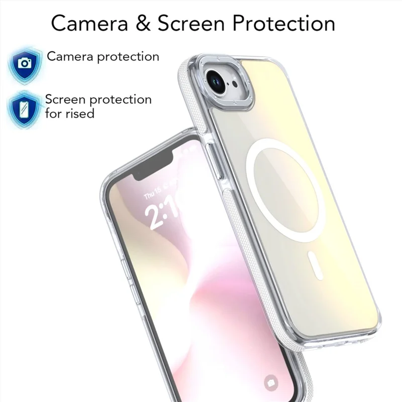 For iPhone 17e / 16e Case Compatible with MagSafe Cute Fluorescent Design TPU Acrylic Phone Back Cover - Purple