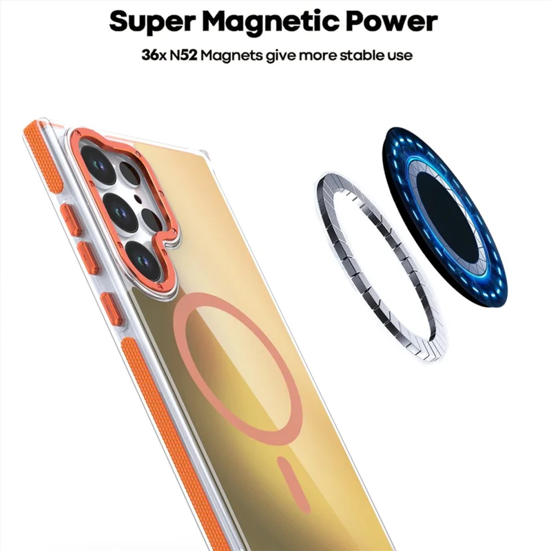 For Samsung Galaxy S25 Ultra Case Compatible with MagSafe Color Changing TPU Acrylic Phone Back Cover - Orange