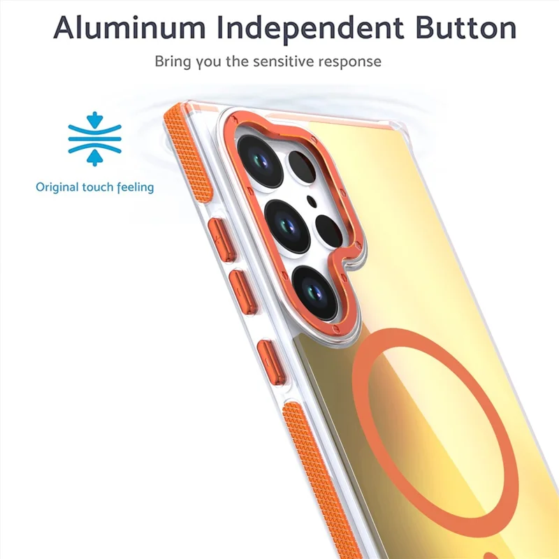 For Samsung Galaxy S24 Ultra Case Compatible with MagSafe Color Changing TPU Acrylic Phone Back Cover - Orange
