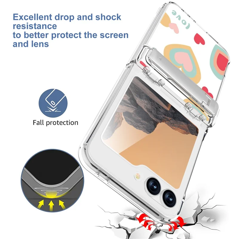 Funda GW181 para Samsung Galaxy Z Flip7 FE 5G / Flip6 5G con Diseño de Patrón y Soporte Rígida de PC - Corazones Grandes