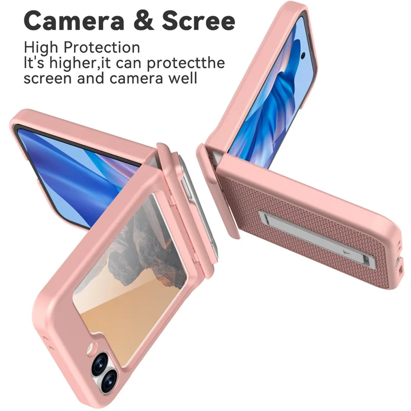 GW182 For Samsung Galaxy Z Flip7 FE 5G  /  Flip6 5G Kickstand Case Solid Color Hard PC Phone Back Cover - Pink