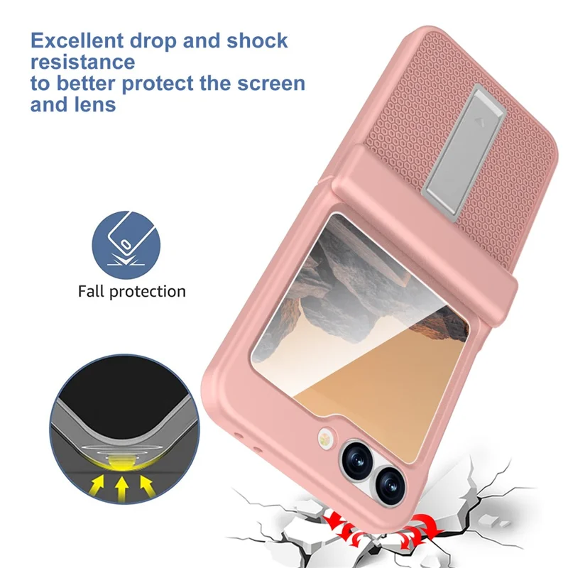 GW182 For Samsung Galaxy Z Flip7 FE 5G  /  Flip6 5G Kickstand Case Solid Color Hard PC Phone Back Cover - Pink