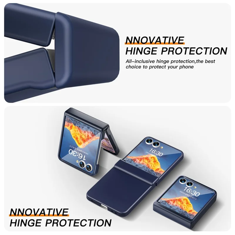 For Samsung Galaxy Z Flip7 5G Case Hinge Protection Hard PC Phone Cover Built-In Screen Film - Dark Blue