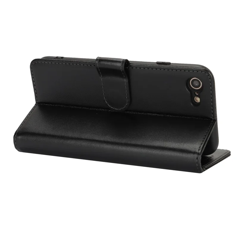 For iPhone SE (2022) / (2020) / 8 / 7 Stand Case Shockproof Leather Wallet Phone Cover - Black