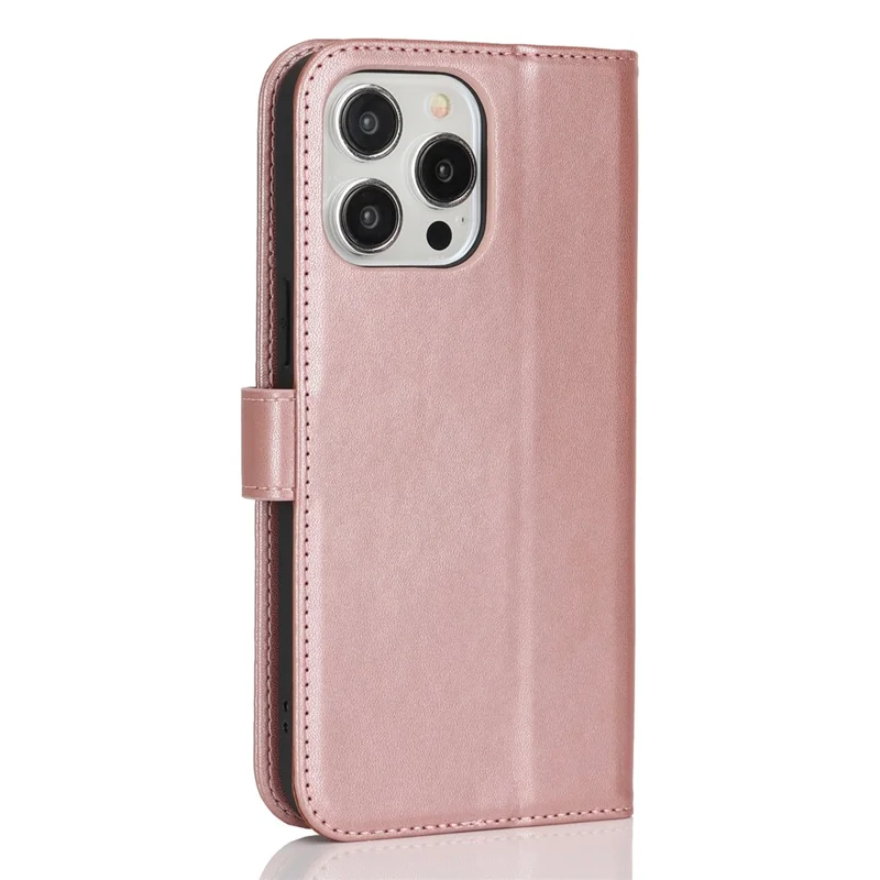 For iPhone 13 Pro Stand Case Shockproof Leather Wallet Phone Cover - Rose Gold