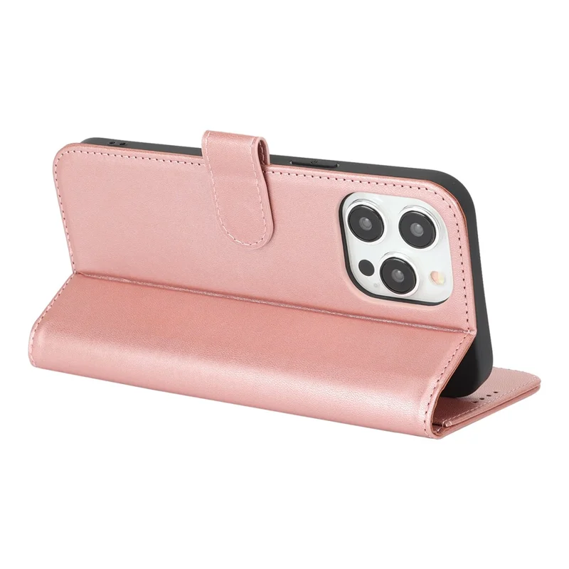 For iPhone 13 Pro Stand Case Shockproof Leather Wallet Phone Cover - Rose Gold