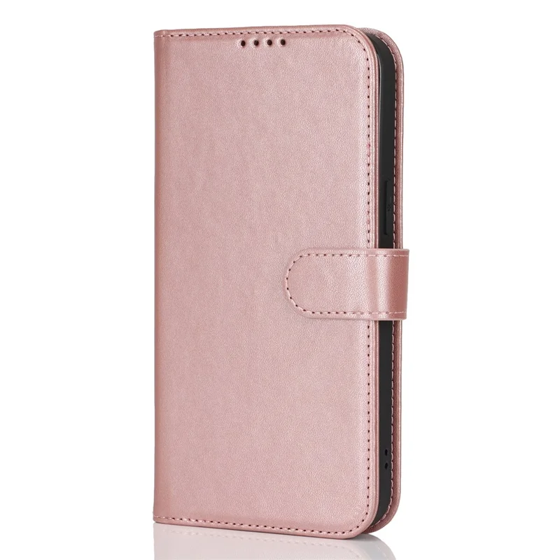 For iPhone 13 Pro Max / 12 Pro Max Stand Case Shockproof Leather Wallet Phone Cover - Rose Gold