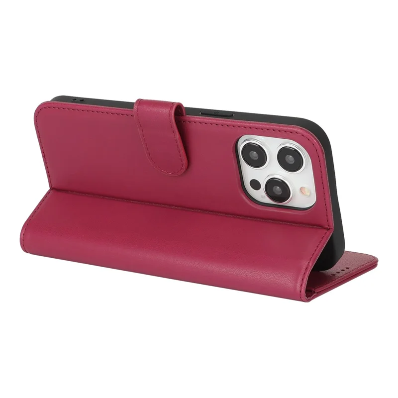 For iPhone 13 Pro Max / 12 Pro Max Stand Case Shockproof Leather Wallet Phone Cover - Red