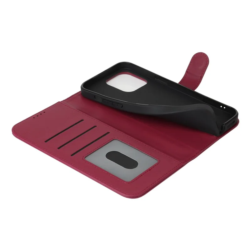 For iPhone 13 Pro Max / 12 Pro Max Stand Case Shockproof Leather Wallet Phone Cover - Red