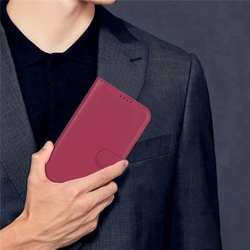 For iPhone 13 Pro Max / 12 Pro Max Stand Case Shockproof Leather Wallet Phone Cover - Red