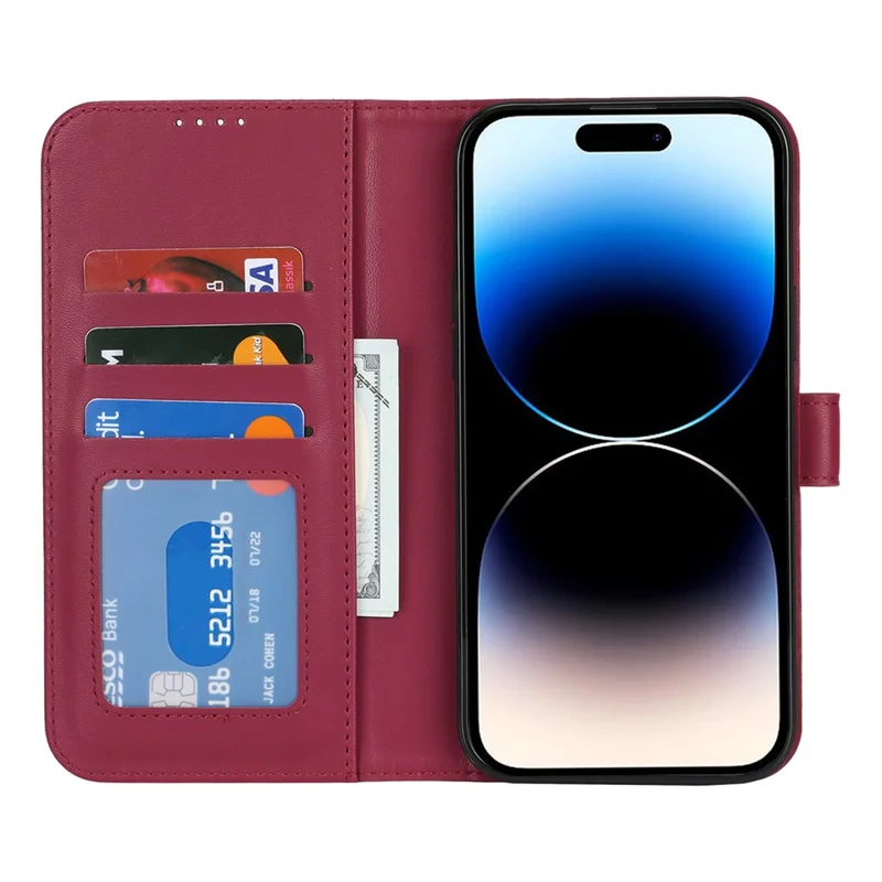 For iPhone 14 Pro Stand Case Shockproof Leather Wallet Phone Cover - Red