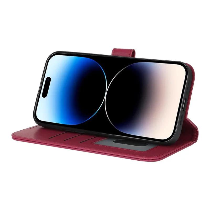 For iPhone 14 Pro Stand Case Shockproof Leather Wallet Phone Cover - Red