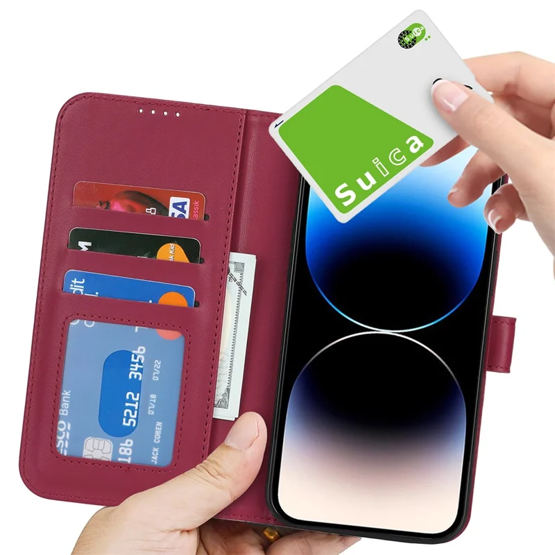 For iPhone 14 Pro Stand Case Shockproof Leather Wallet Phone Cover - Red