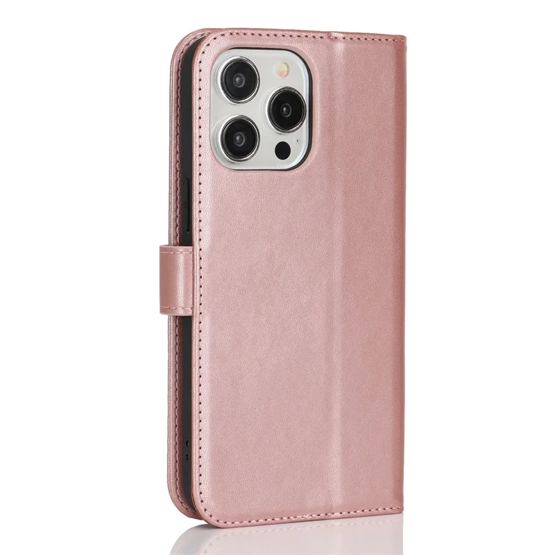 Für iPhone 14 Pro Max Ständer Hülle Stoßfest Leder Brieftasche Handyhülle - Roségold