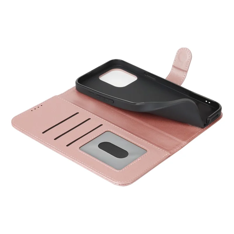 For iPhone 15 Pro Max Stand Case Shockproof Leather Wallet Phone Cover - Rose Gold