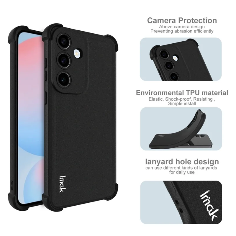 IMAK For Samsung Galaxy S25 FE Case TPU Phone Cover Airbag Shockproof Protection - Matte Black