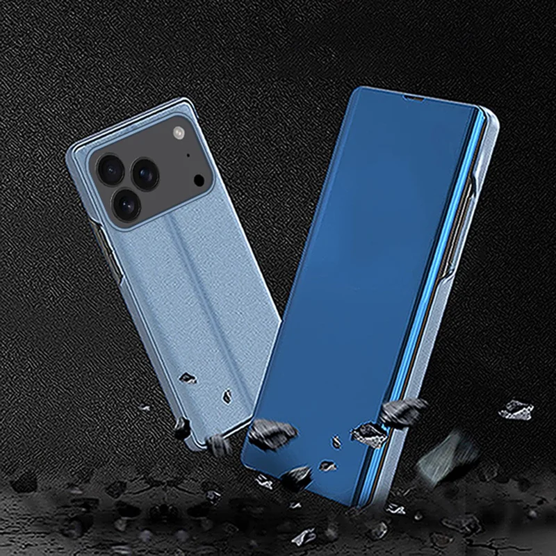 For iPhone 17 Pro Flip Leather Cover with Stand Full Body Protective Phone Case - Sky Blue