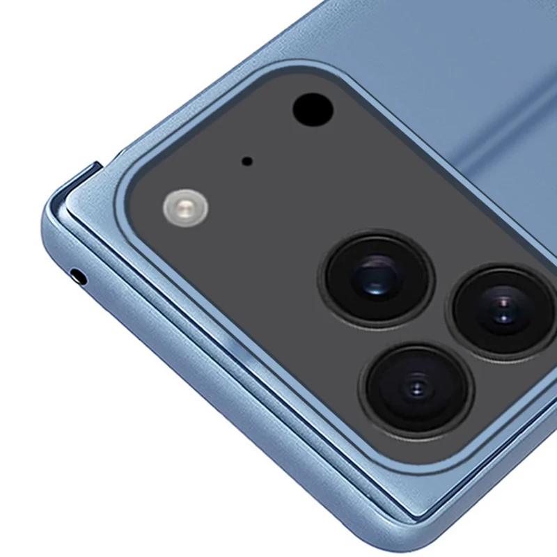 Funda con ventana y soporte para iPhone 17 Pro - Cuero tipo libro con tapa - Morado / Azul
