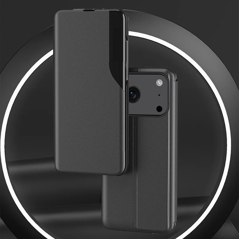 Funda tipo folio de cuero sintético con soporte para iPhone 17 Pro - Negro