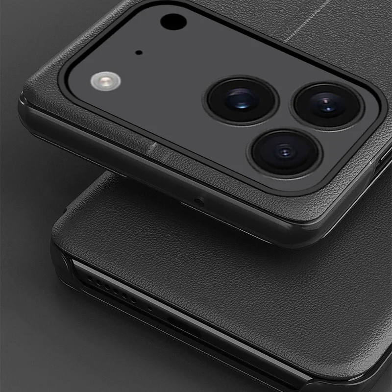 Funda tipo folio de cuero sintético con soporte para iPhone 17 Pro - Negro