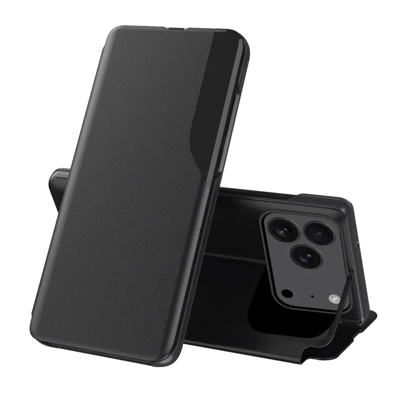 Für iPhone 17 Pro Max Handyhülle Folio Flip PU-Leder Ständer Hülle - Schwarz
