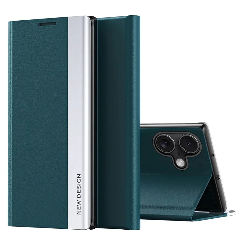 Cover per iPhone 17 Antiurto in Pelle con Supporto - Verde