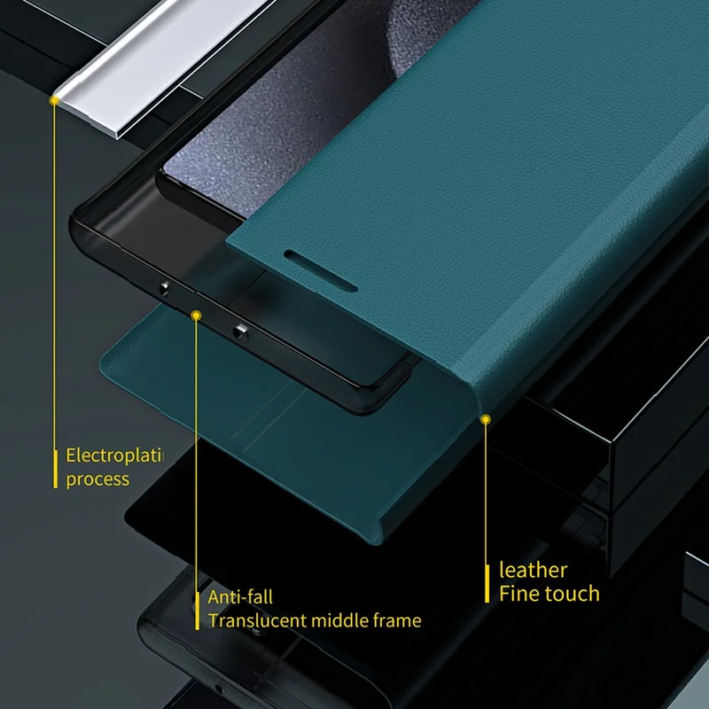 Cover per iPhone 17 Antiurto in Pelle con Supporto - Verde