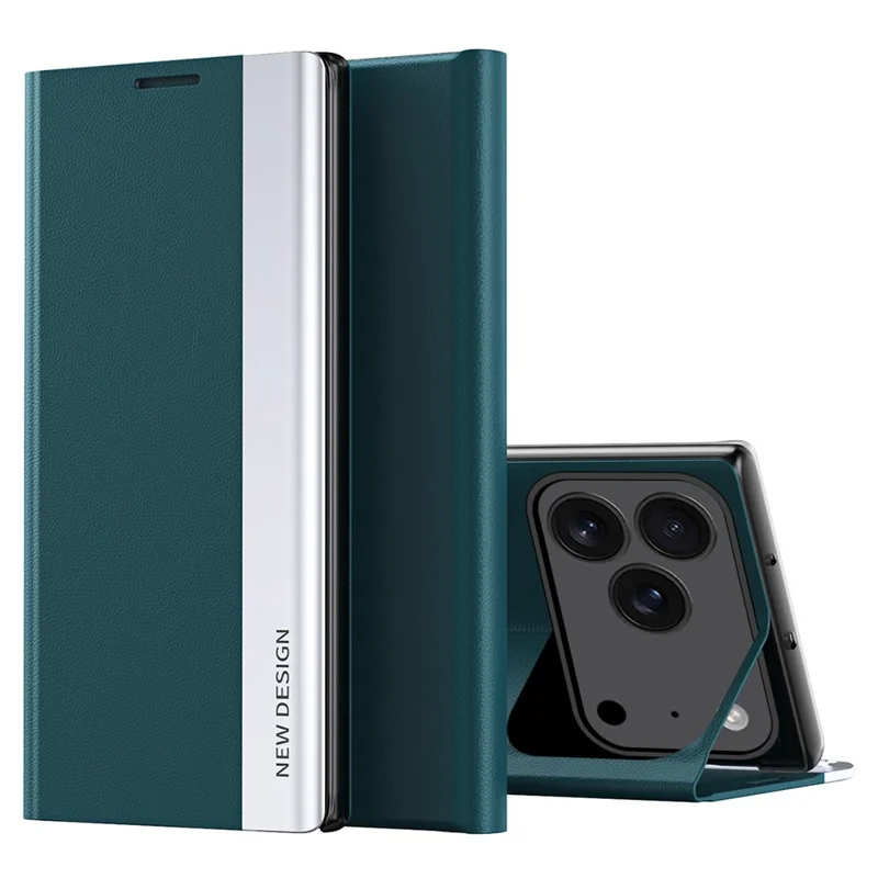 For iPhone 17 Pro Max Case Anti-Drop Leather Phone Cover with Stand - Green