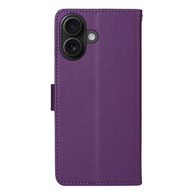 ENKAY HAT PRINCE For iPhone 16 Plus Wallet Case with Strap RFID Blocking Leather Stand Phone Cover - Purple