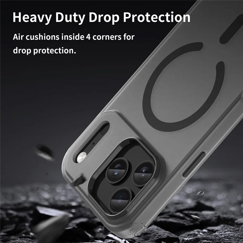 For iPhone 17 Pro Max Case Compatible with MagSafe TPU + PC Matte Translucent Phone Back Cover - Black